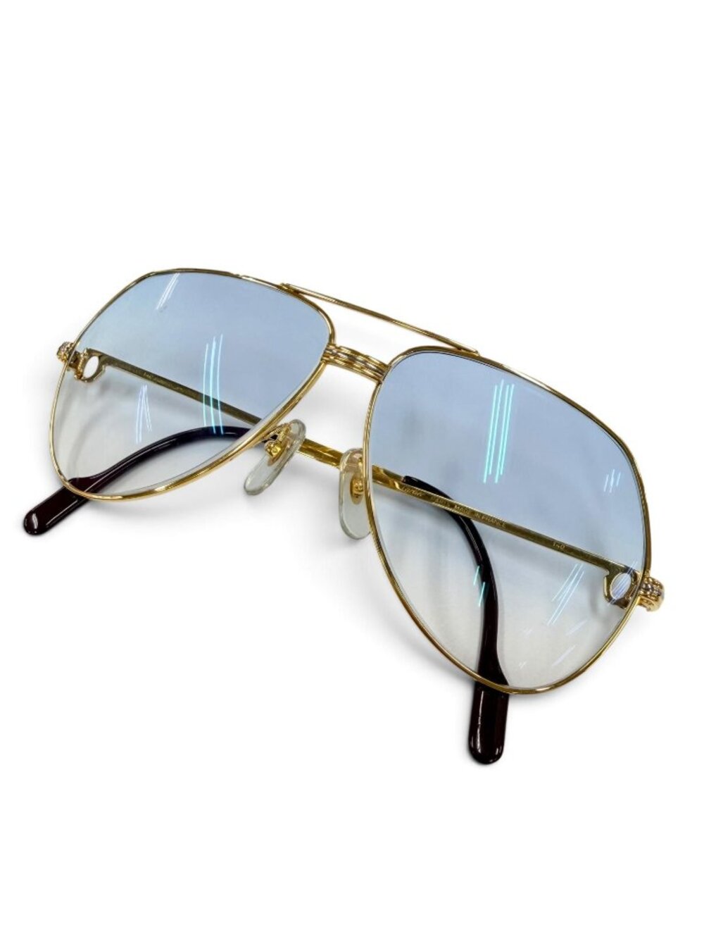 Cartier Vintage Trinity Two Bridge Teardrop Sunglasses Gold Bordeaux Eyewear